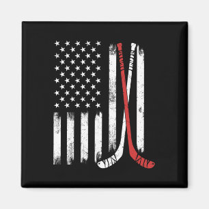 Vintage-Hockeyschläger USA-Flagge Hockeyspieler Ei Magnet