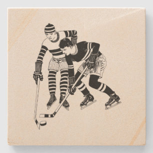 Vintage-Hockeyspieler Steinuntersetzer
