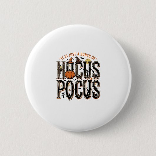 Vintage-Hocus-Pocus-Halloween-Kürbis-Shirt-Design Button (Vorderseite)