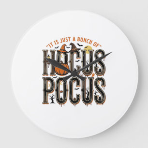 Vintage-Hocus-Pocus-Halloween-Kürbis-Shirt-Design Große Wanduhr