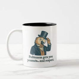 Vintage höflicher Papagei-Zitat mit Zylinder  Zweifarbige Tasse