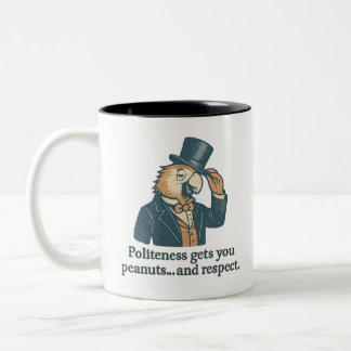 Vintage höflicher Papagei-Zitat mit Zylinder Zweifarbige Tasse