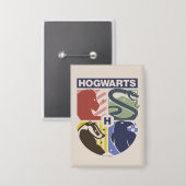 Vintage HOGWARTS™ gestempeltes Wappen Button (Vorderseite/Rückseite)
