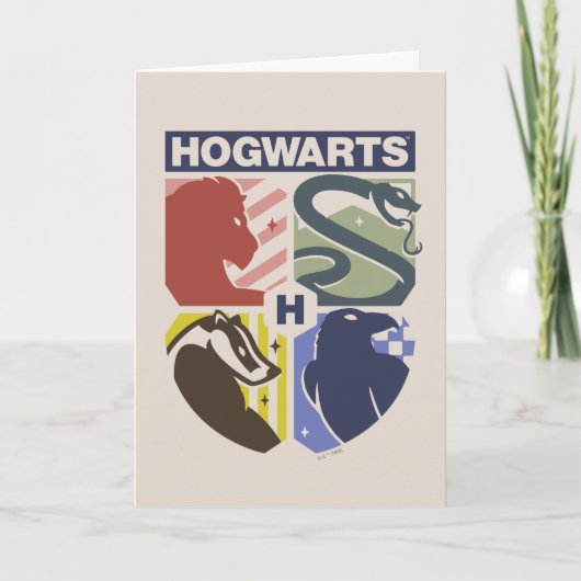 Vintage HOGWARTS™ gestempeltes Wappen Karte (Vorderseite)