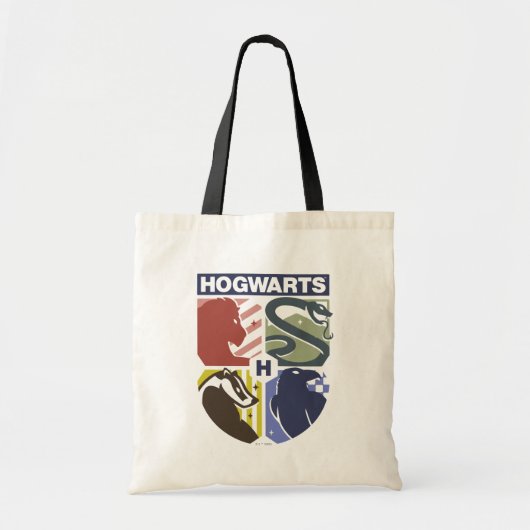 Vintage HOGWARTS™ gestempeltes Wappen Tragetasche (Vorne)