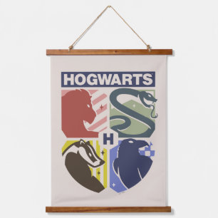 Vintage HOGWARTS™ gestempeltes Wappen Wandteppich Mit Holzrahmen