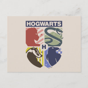 Vintage HOGWARTS™-Wappen Aufdruck Postkarte