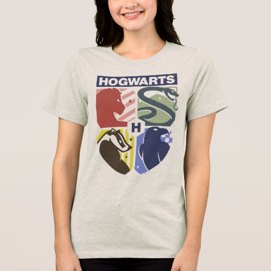 Vintage HOGWARTS™-Wappen Aufdruck Tri-Blend Shirt (Vorderseite)