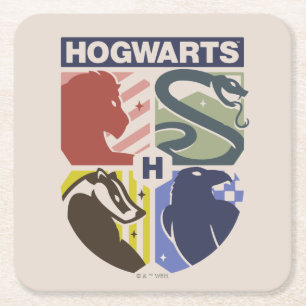 Vintage HOGWARTS™-Wappen Rechteckiger Pappuntersetzer