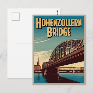 Vintage Hohenzollernbrücke Köln Deutschland Gesche Postkarte