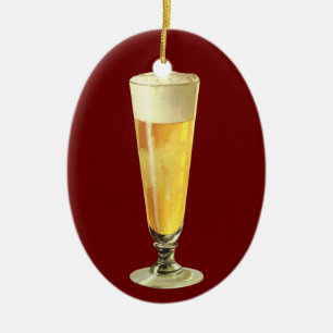 Vintage hohes frostiges Draft-Bier, alkoholisches  Keramik Ornament