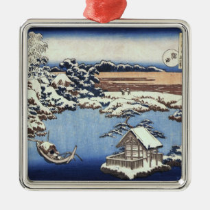 Vintage Hokusai japanische Weihnachtsverzierung Silbernes Ornament