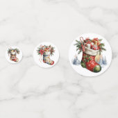 VINTAGE HOLIDAY CHRISTMAS STOCKING & PRESENTS KONFETTI (Rückseiten)