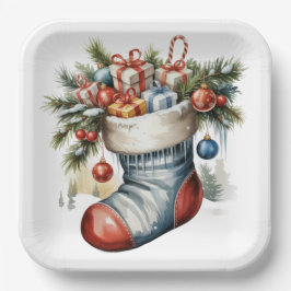 VINTAGE HOLIDAY CHRISTMAS STOCKING & PRESENTS PAPPTELLER