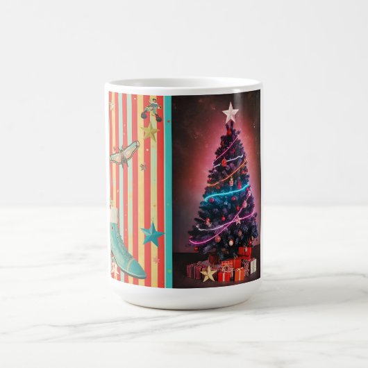 Vintage Holiday Collage Design Kaffeetasse (Mittel)