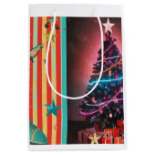 Vintage Holiday Collage Design Mittlere Geschenktüte (Vorderseite)