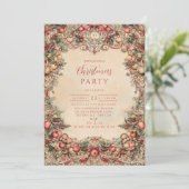 Vintage Holiday Garland Christmas Einladung (Stehend Vorderseite)