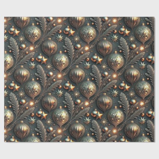 Vintage Holiday Ornaments Pattern Geschenkpapier (Flach)