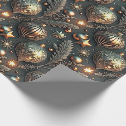 Vintage Holiday Ornaments Pattern Geschenkpapier (Ecke)