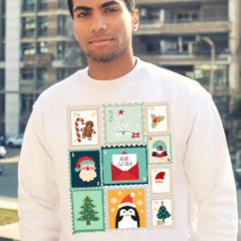 Vintage Holiday Postage Stamp Christmas Design Sweatshirt