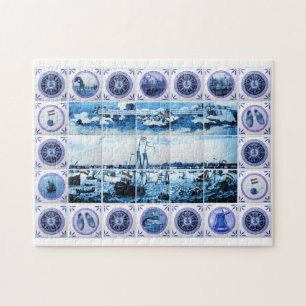 Vintage-Holland-Delft-Ware-Stil-Fliesen-Wandbild Puzzle