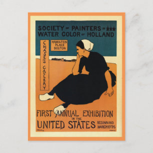 Vintage-Holland-Wasserfarbmaler-Expo Boston Postkarte