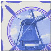 Vintage Holländer deckt Delftware Windmühle Stoff (Nahaufnahme)