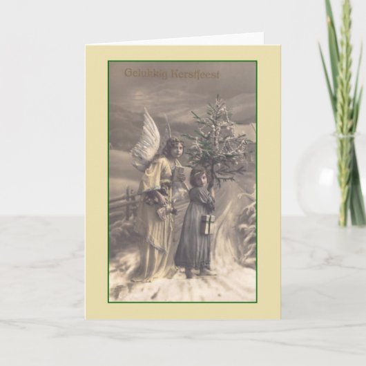 Vintage Holländer Gelukkig Kerstfeest Feiertagskarte (Vorderseite)