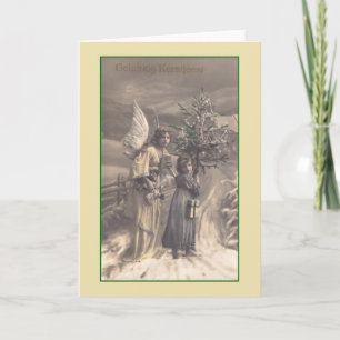 Vintage Holländer Gelukkig Kerstfeest Feiertagskarte