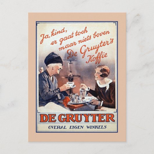 Vintage holländische Kaffeewerbung Postkarte (Vorderseite)