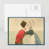 Vintage holländische Kinder küssen Postkarte (Vorne/Hinten)