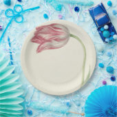 Vintage holländische Kunst: Rosa und Weiße Tulip Pappteller (Party)