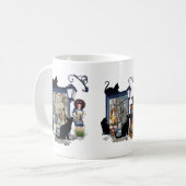 Vintage holländische Künstlerin & schwarze Katzen  Kaffeetasse (Vorderseite Links)