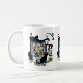 Vintage holländische Künstlerin & schwarze Katzen  Kaffeetasse