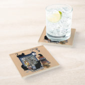 Vintage holländische Künstlerin & Schwarzkatze Glasuntersetzer (Schrägansicht)