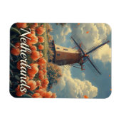 Vintage holländische Windmühle: Tulips und Charm Magnet (Horizontal)