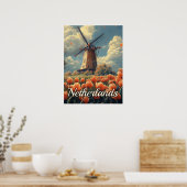 Vintage holländische Windmühle: Tulips und Charm Poster (Küche)