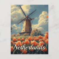 Vintage holländische Windmühle: Tulips und Charm
