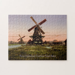Vintage Holländische Windmühlen benutzerdefinierte Puzzle