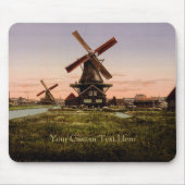 Vintage holländische Windmühlen Mousepad (Vorne)