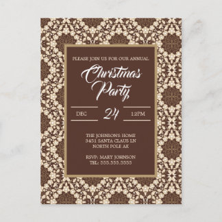 Vintage Holly, Berries & Flowers in cream & brown Feiertagspostkarte