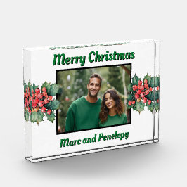 Vintage Holly-Blätter Holly-Beries-Fotovorlage Fotoblock