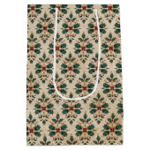 Vintage-Holly-Damask-Muster  Mittlere Geschenktüte (Rückseite)