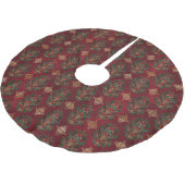 Vintage-Holly-Damask-Muster Polyester Weihnachtsbaumdecke (Schrägansicht)