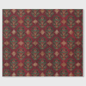 Vintage Holly Damask Pattern  Geschenkpapier (Flach)