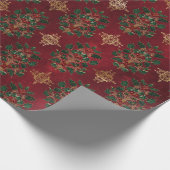 Vintage Holly Damask Pattern  Geschenkpapier (Ecke)