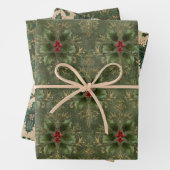 Vintage Holly Damask Pattern  Geschenkpapier Set (Beispiel)