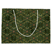Vintage Holly Damask Pattern  Große Geschenktüte (Rückseite)