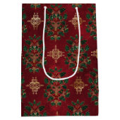 Vintage Holly Damask Pattern  Mittlere Geschenktüte (Rückseite)