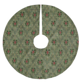 Vintage Holly Damask Pattern  Polyester Weihnachtsbaumdecke